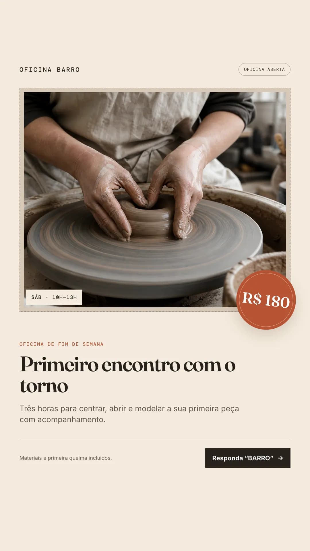 Primeiro encontro com o torno — R$ 180